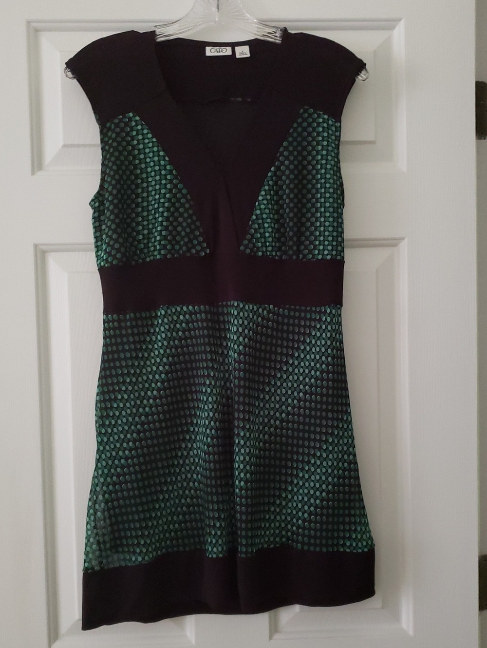 Cato Black & Green Polka Dot Fit-and-Flare Tunic